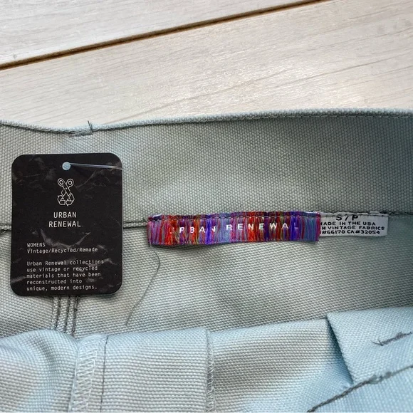 UO Urban Renewal Remnants Canvas Carpenter Shorts Sz S NWT Mint Seafoam Sea Salt - Picture 7 of 12